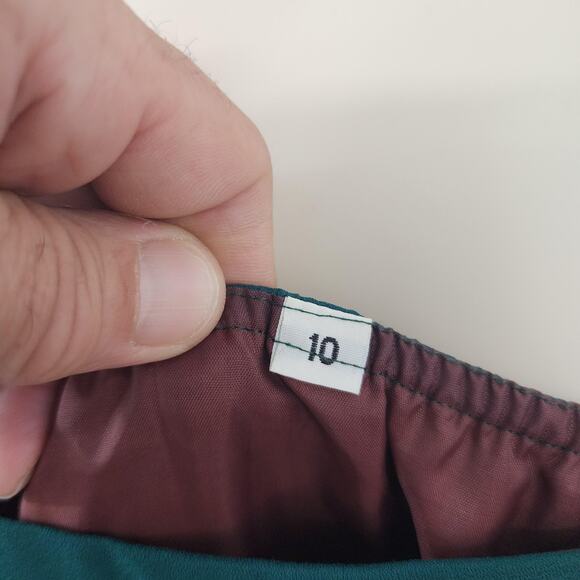 Womens Victorian Style Dress Jacket Set 10 Green Brown Brocade Pleated Oriental - Picture 11 of 16